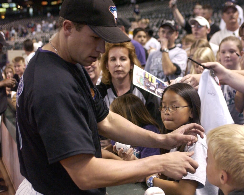 Baseball Camp & Arizona Baseball Clinics leader Chad Moeller signs autographs for baseball fans